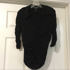 Bisou Bisou Ruched V-neck Blouse